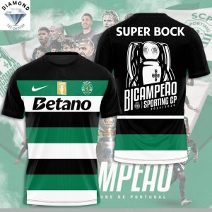 2024-2025 Back To Back Champions Sporting Lisbon Super Bock 3D T-Shirt