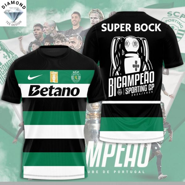 2024-2025 Back To Back Champions Sporting Lisbon Super Bock 3D T-Shirt
