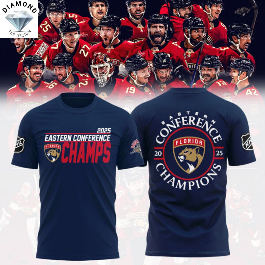 2025 Eastern Conference Champions Florida Panthers 3D T-Shirt - Blue 2025 Eastern Conference Champions Florida Panthers 3D T-Shirt - Blue