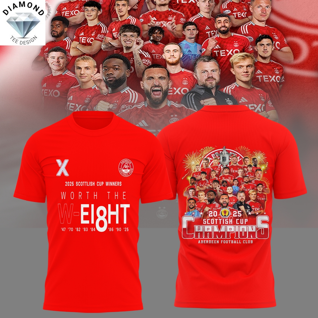 Aberdeen F.C 2025 Scottish Cup Champions 3D T-Shirt Aberdeen F.C 2025 Scottish Cup Champions 3D T-Shirt