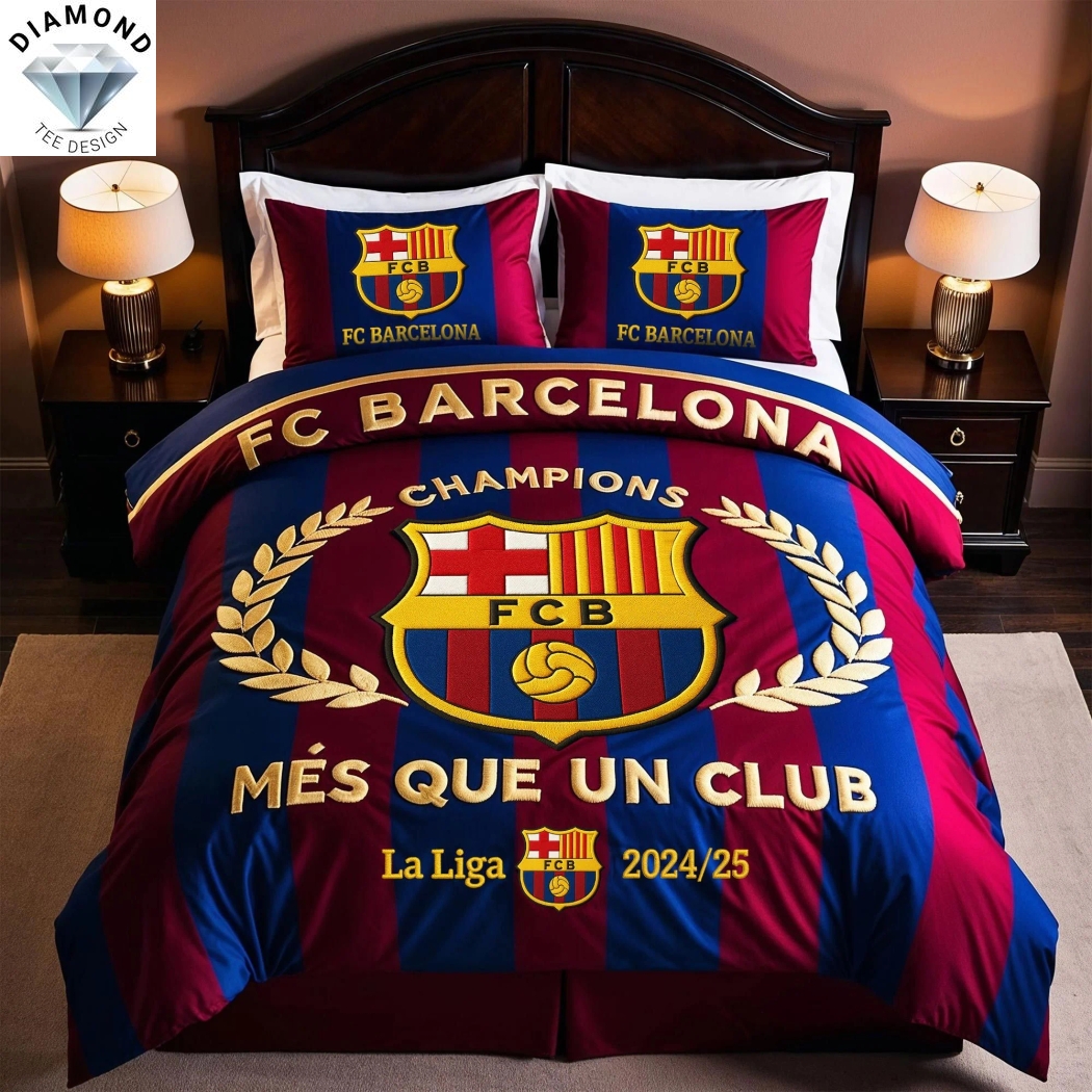 Barcelona 2024-2025 Champions Mes Que Un Club Bedding Set Barcelona 2024-2025 Champions Mes Que Un Club Bedding Set