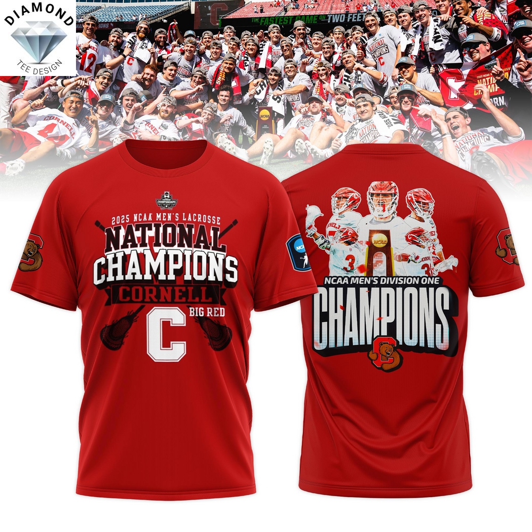 Cornell Big Red 2025 NCAA Mens Lacrosse National Champions 3D T-Shirt - Red Cornell Big Red 2025 NCAA Mens Lacrosse National Champions 3D T-Shirt - Red