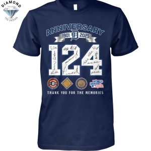 Detroit Tigers 124 Anniversatry 1901-2025 Signature Thank You For The Memories Unisex T-Shirt