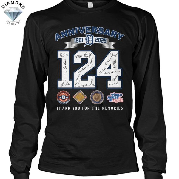 Detroit Tigers 124 Anniversatry 1901-2025 Signature Thank You For The Memories Unisex T-Shirt