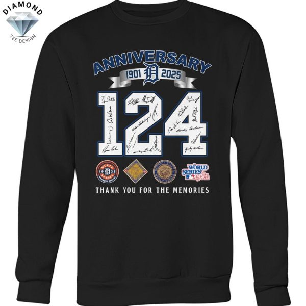 Detroit Tigers 124 Anniversatry 1901-2025 Signature Thank You For The Memories Unisex T-Shirt