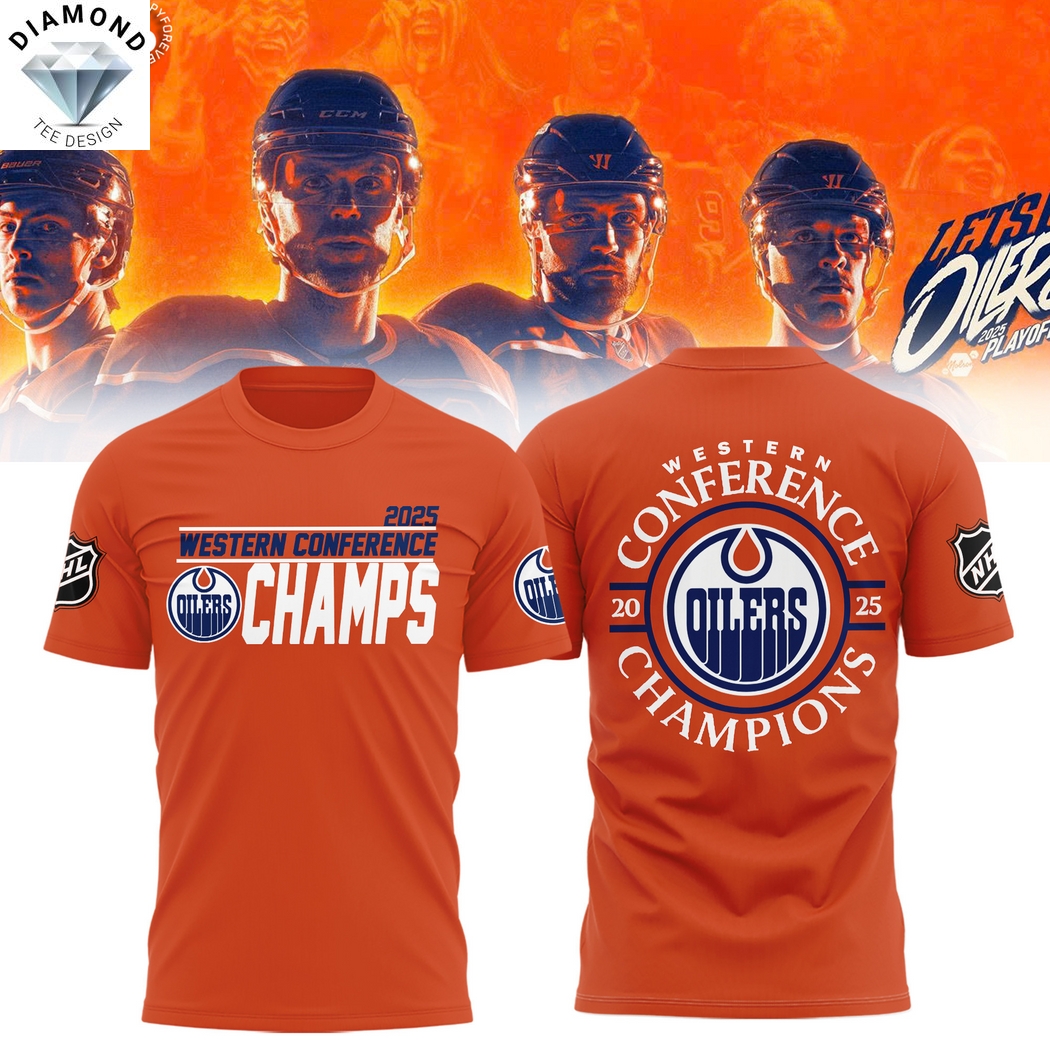Edmonton Oilers 2025 Western Conference Champions 3D T-Shirt - Orange Edmonton Oilers 2025 Western Conference Champions 3D T-Shirt - Orange