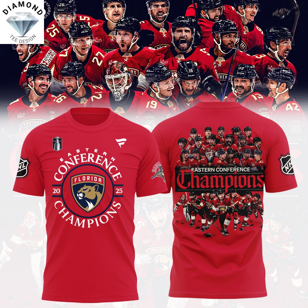 Florida Panthers 2025 Eastern Conference Champions 3D T-Shirt Florida Panthers 2025 Eastern Conference Champions 3D T-Shirt