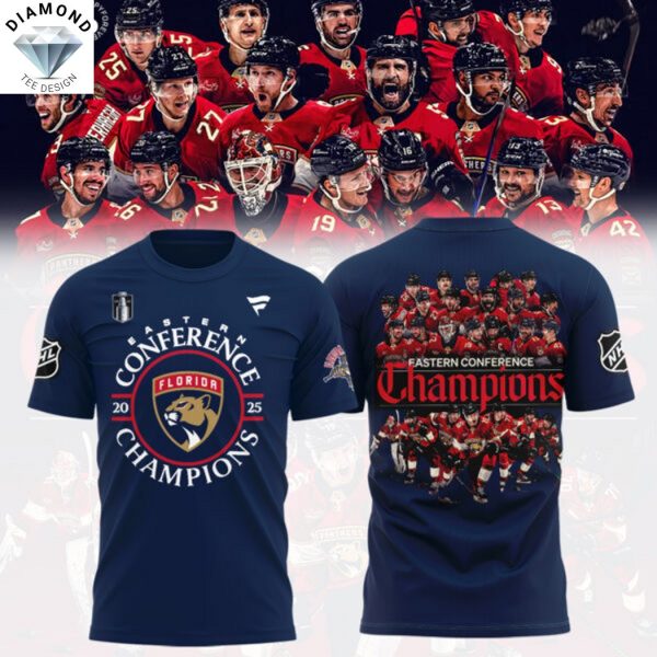 Florida Panthers 2025 Eastern Conference Champions 3D T-Shirt – Blue