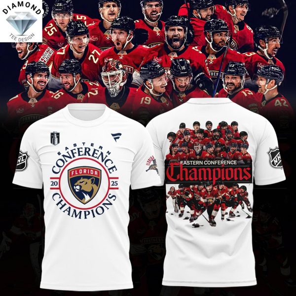 Florida Panthers 2025 Eastern Conference Champions 3D T-Shirt – White