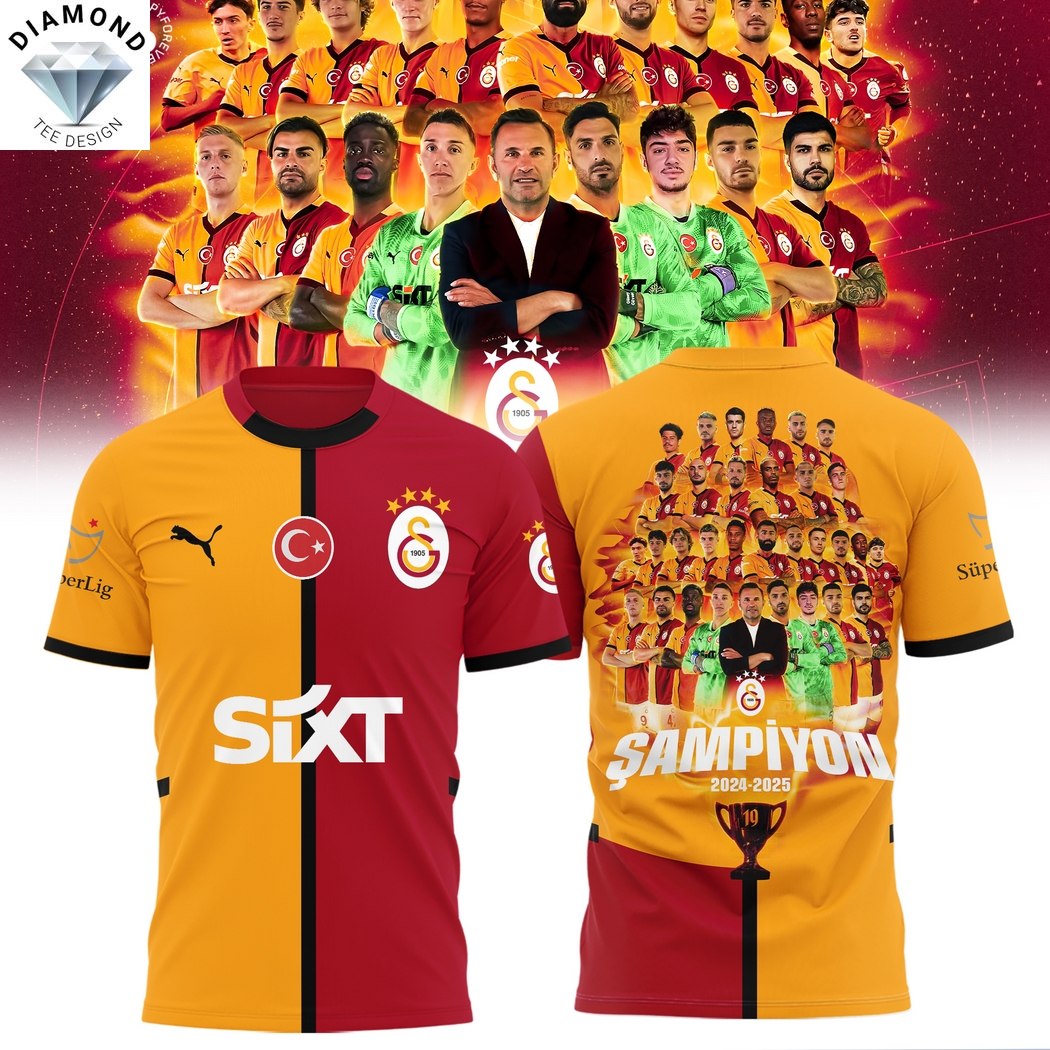 Galatasaray SK Super Lig 2024-2025 Champions 3D T-Shirt Galatasaray SK Super Lig 2024-2025 Champions 3D T-Shirt