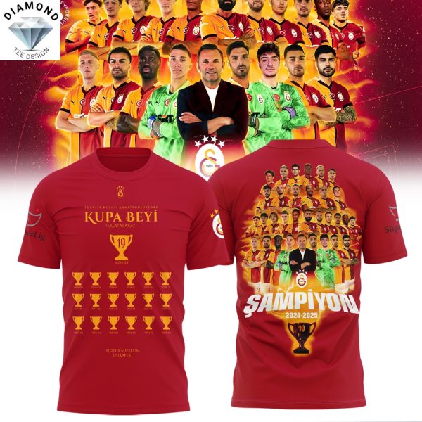 Galatasaray SK Super Lig 2025 Champions 3D T-Shirt