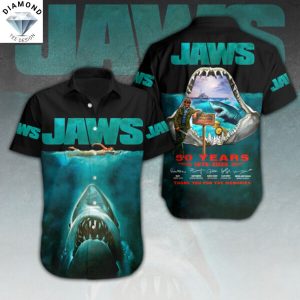 Jaws 50 Years 1975-2025 Signature Thank You For The Memories Hawaiian Shirt