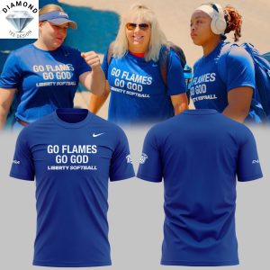 Liberty Lady Flames Softball Go Flames Go God 3D T-Shirt – Blue