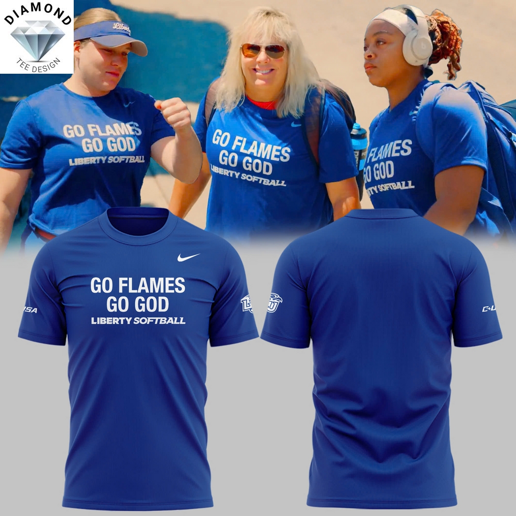 Liberty Lady Flames Softball Go Flames Go God 3D T-Shirt - Blue Liberty Lady Flames Softball Go Flames Go God 3D T-Shirt - Blue