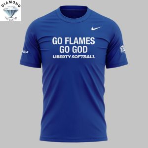 Liberty Lady Flames Softball Go Flames Go God 3D T-Shirt – Blue