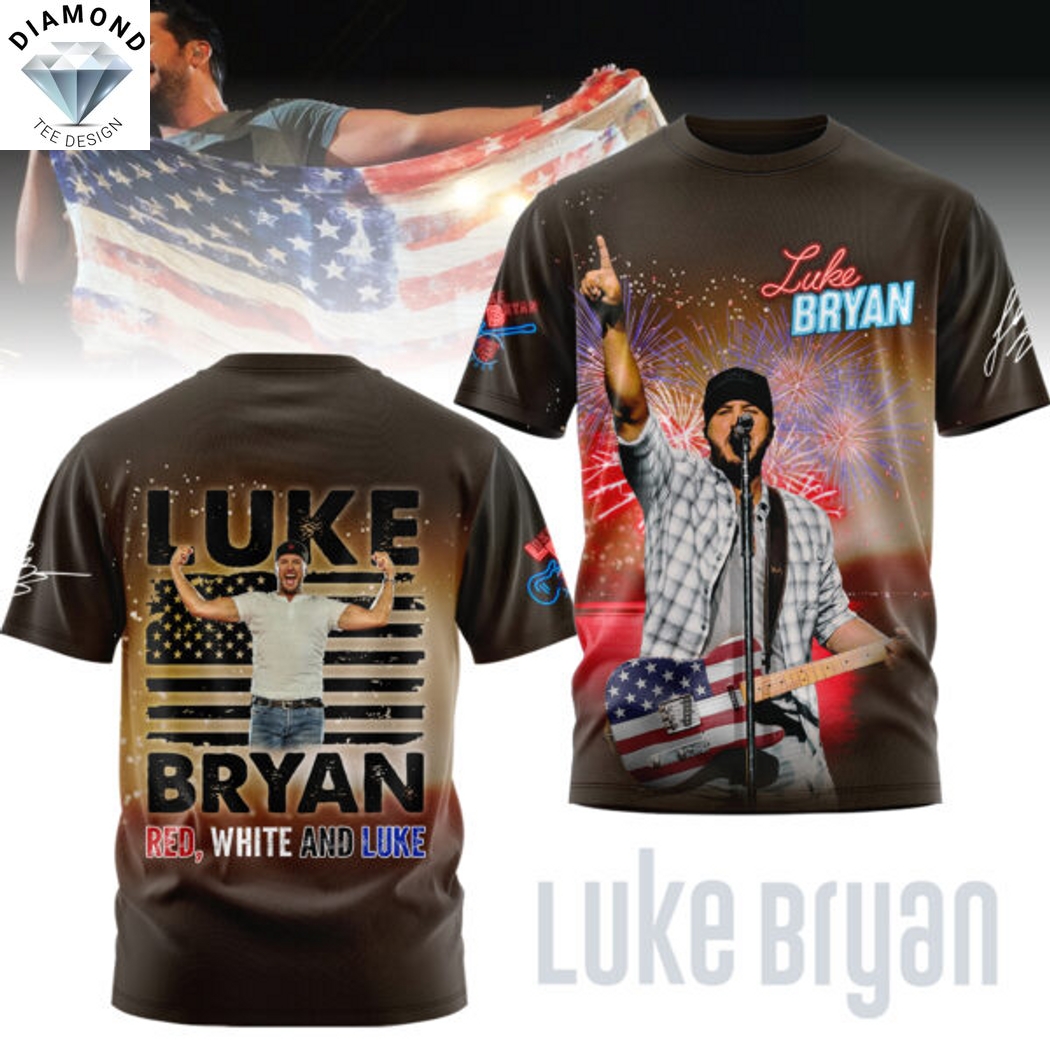 Luke Bryan Red White And Blue Signature 3D T-Shirt Luke Bryan Red White And Blue Signature 3D T-Shirt