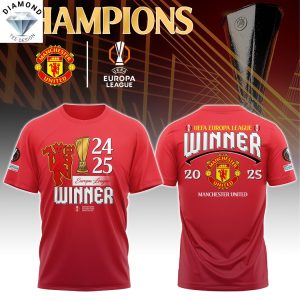 Manchester United 2025 UEFA Europa League Champions 3D T-Shirt