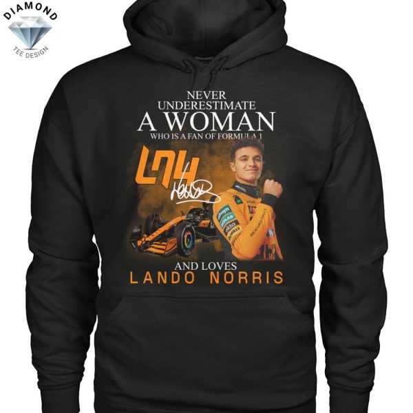 Never Underestimate A Woman Who Is A Fan Of Formula 1 And Loves Lando Norris Signature Unisex T-Shirt
