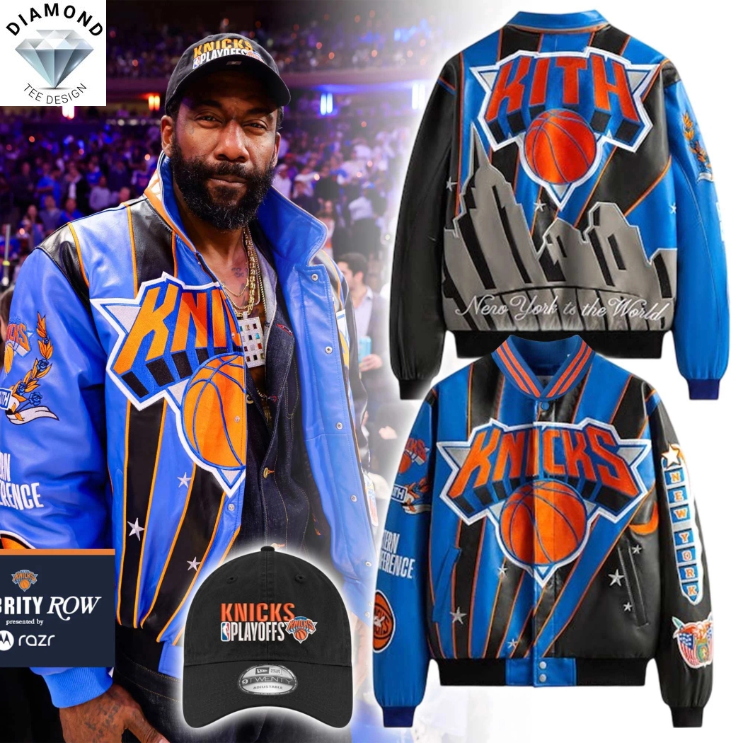 New York Knicks Playoffs 2025 New York To The World Baseball Jacket New York Knicks Playoffs 2025 New York To The World Baseball Jacket