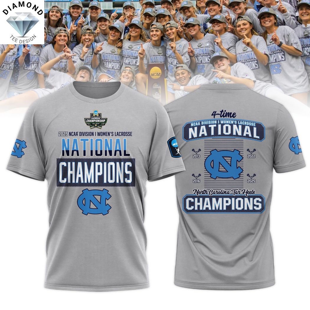 North Carolina Tar Heels 2025 NCAA WoMens Lacrosse National Champions 3D T-Shirt North Carolina Tar Heels 2025 NCAA WoMens Lacrosse National Champions 3D T-Shirt