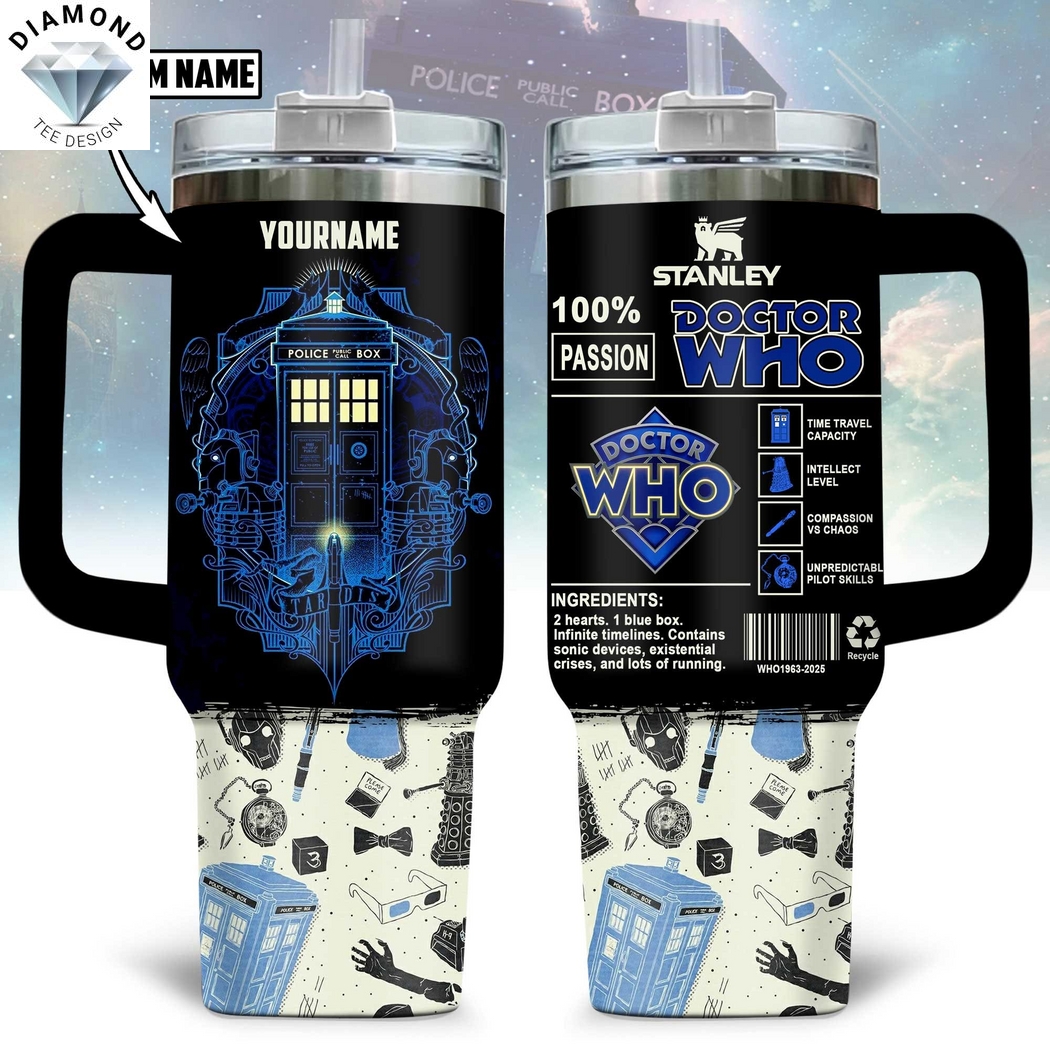 Personalized Doctor Who Tumbler With Handle And Straw Personalized Doctor Who Tumbler With Handle And Straw