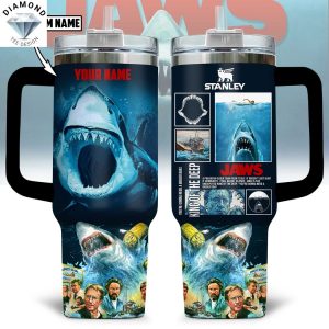 Personalized Jaws King Of The Deep Tumbler With Handle And Straw
