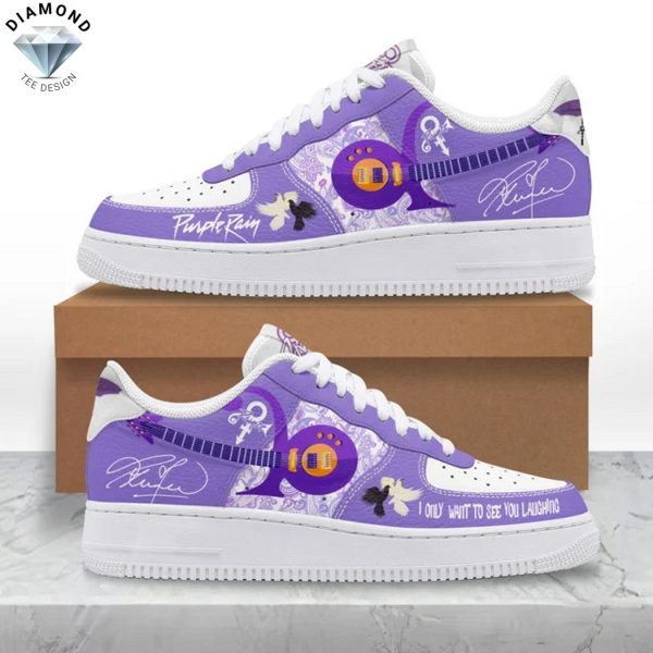 Prince I Only Wanted To See You Laughing Purple Rain Signature Air Force 1 Shoes
