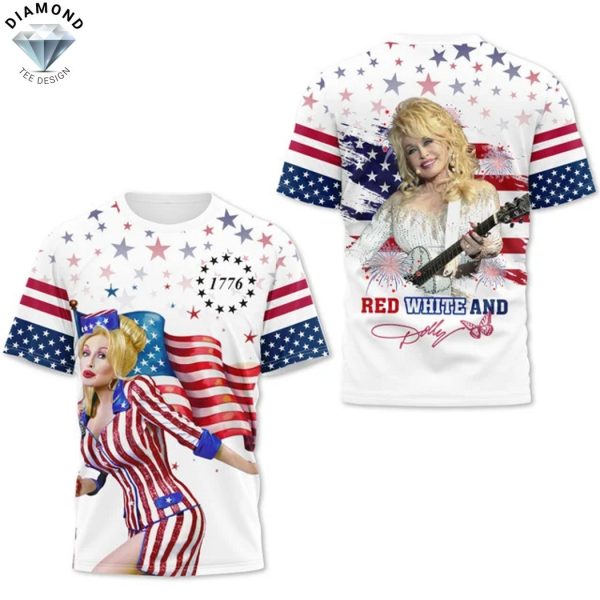 Red White And Dolly Parton Signature 3D T-Shirt