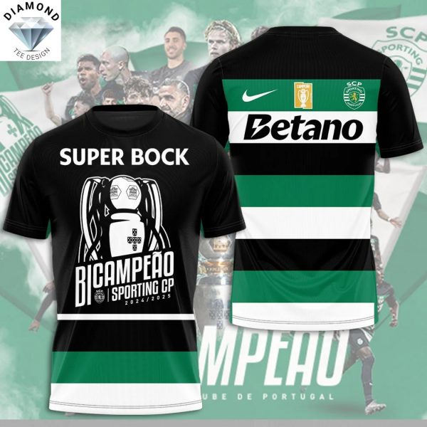 Sporting Lisbon Super Bock 2024-2025 Back To Back Champions 3D T-Shirt