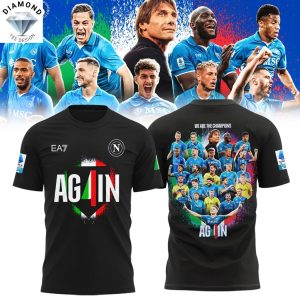 SSC Napoli Campione D Italia 2025 We Are Champions 3D T-Shirt – Black