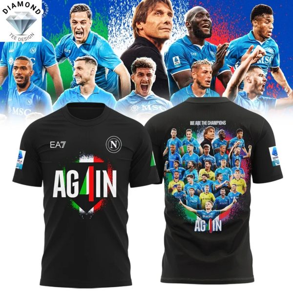 SSC Napoli Campione D Italia 2025 We Are Champions 3D T-Shirt – Black