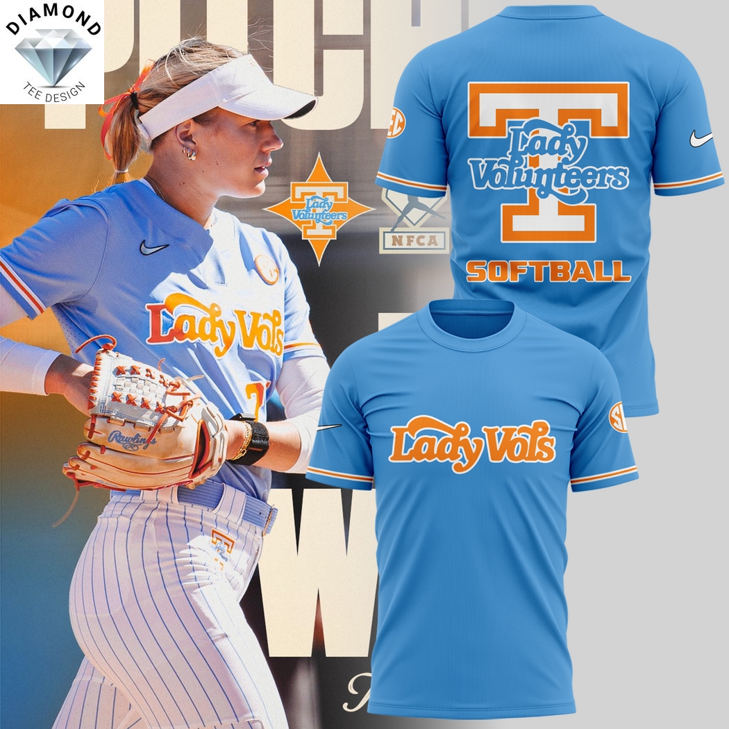 Tennessee Volunteers Lady Softball 2025 3D T-Shirt - Blue Tennessee Volunteers Lady Softball 2025 3D T-Shirt - Blue