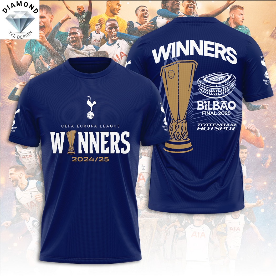 Tottenham Hotspur Europa League 2025 Champions Bilbao Final Winners 3D T-Shirt Tottenham Hotspur Europa League 2025 Champions Bilbao Final Winners 3D T-Shirt