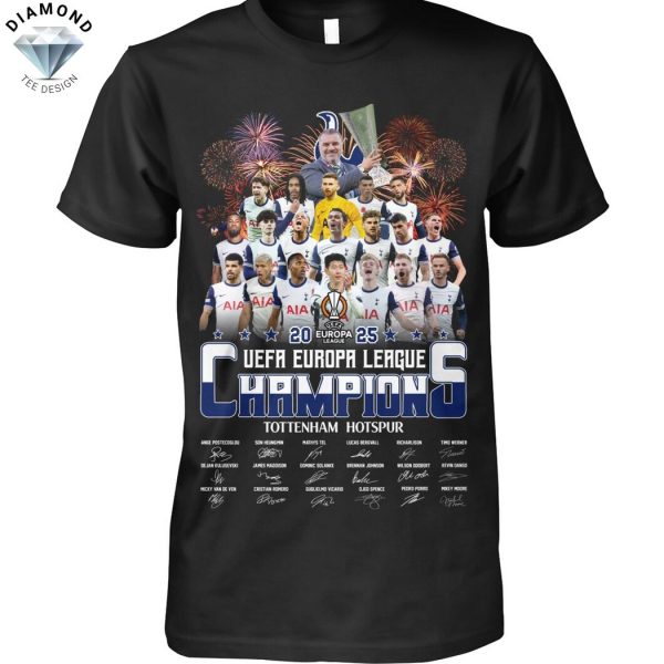 Tottenham Hotspur FC 2025 UEFA Europa League Champions Signature Unisex T-Shirt
