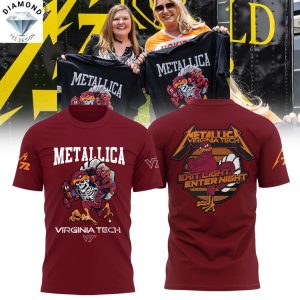 Virginia Tech Hokies Metallica Exit Light Enter Night 3D T-Shirt
