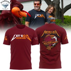 Virginia Tech Hokies Metallica – Let Go Hokies Exit Light Enter Night 3D T-Shirt – Red