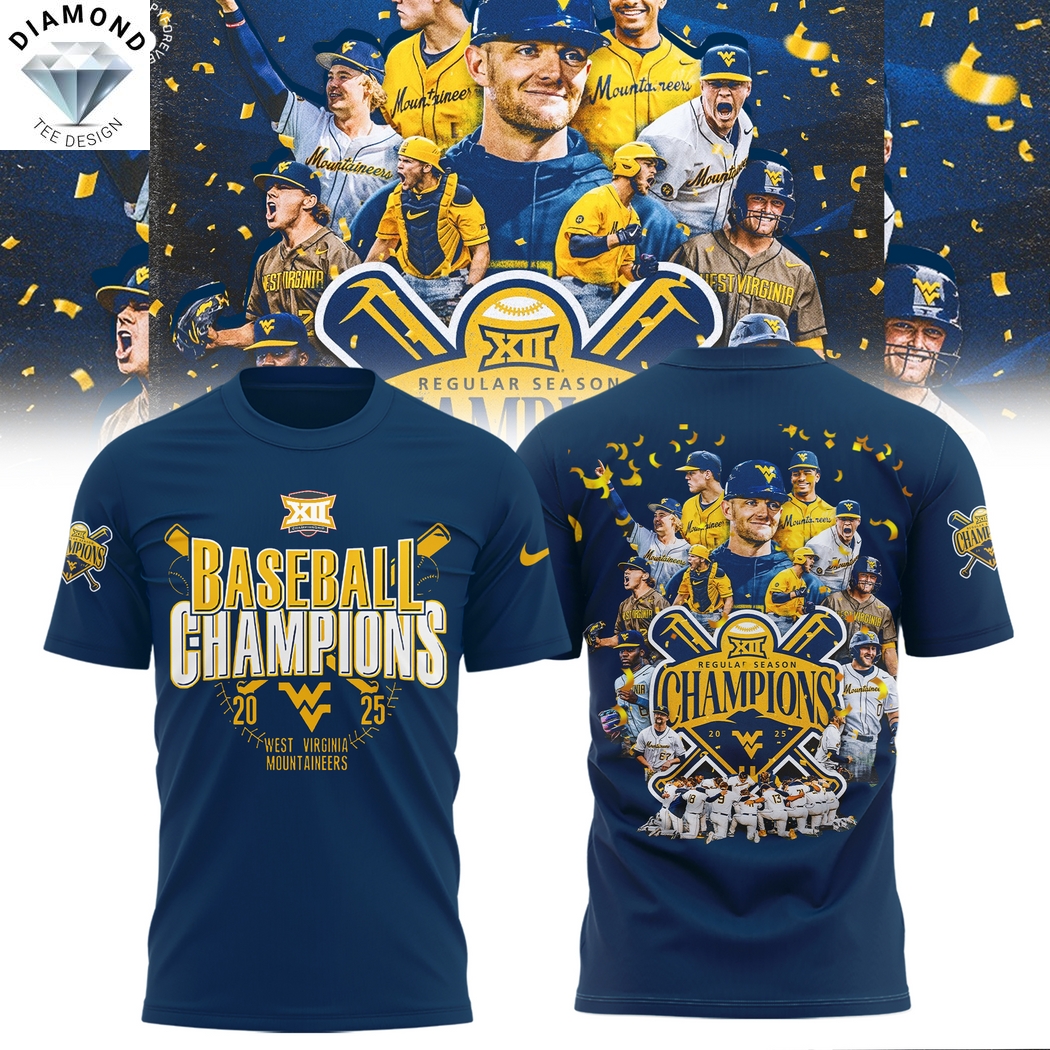 West Virginia Mountaineers Baseball Champions Regular Season 2025 3D T-Shirt West Virginia Mountaineers Baseball Champions Regular Season 2025 3D T-Shirt