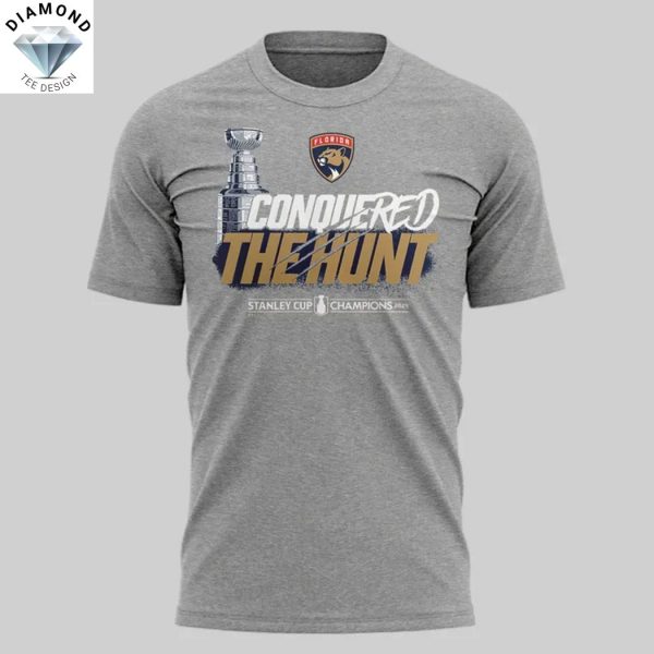 2025 Stanley Cup Champs Florida Panthers The Hunt 3D T-Shirt – Grey