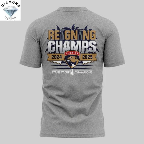 2025 Stanley Cup Champs Florida Panthers The Hunt 3D T-Shirt – Grey