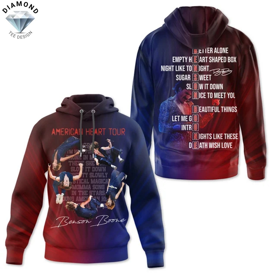 Benson Boone American Heart Tour Signature Hoodie Benson Boone American Heart Tour Signature Hoodie