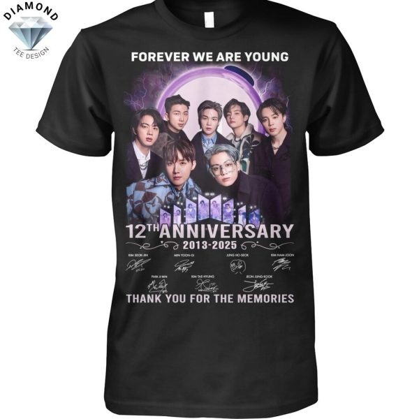 BTS Forever We Are Young 12th Anniversary 2013-2025 Signature Thank You For The Memories Unisex T-Shirt
