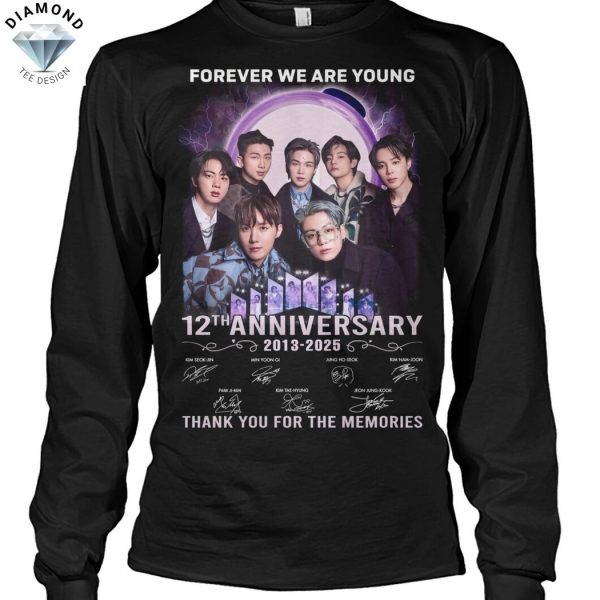 BTS Forever We Are Young 12th Anniversary 2013-2025 Signature Thank You For The Memories Unisex T-Shirt