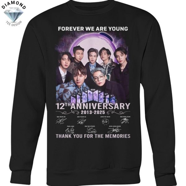 BTS Forever We Are Young 12th Anniversary 2013-2025 Signature Thank You For The Memories Unisex T-Shirt