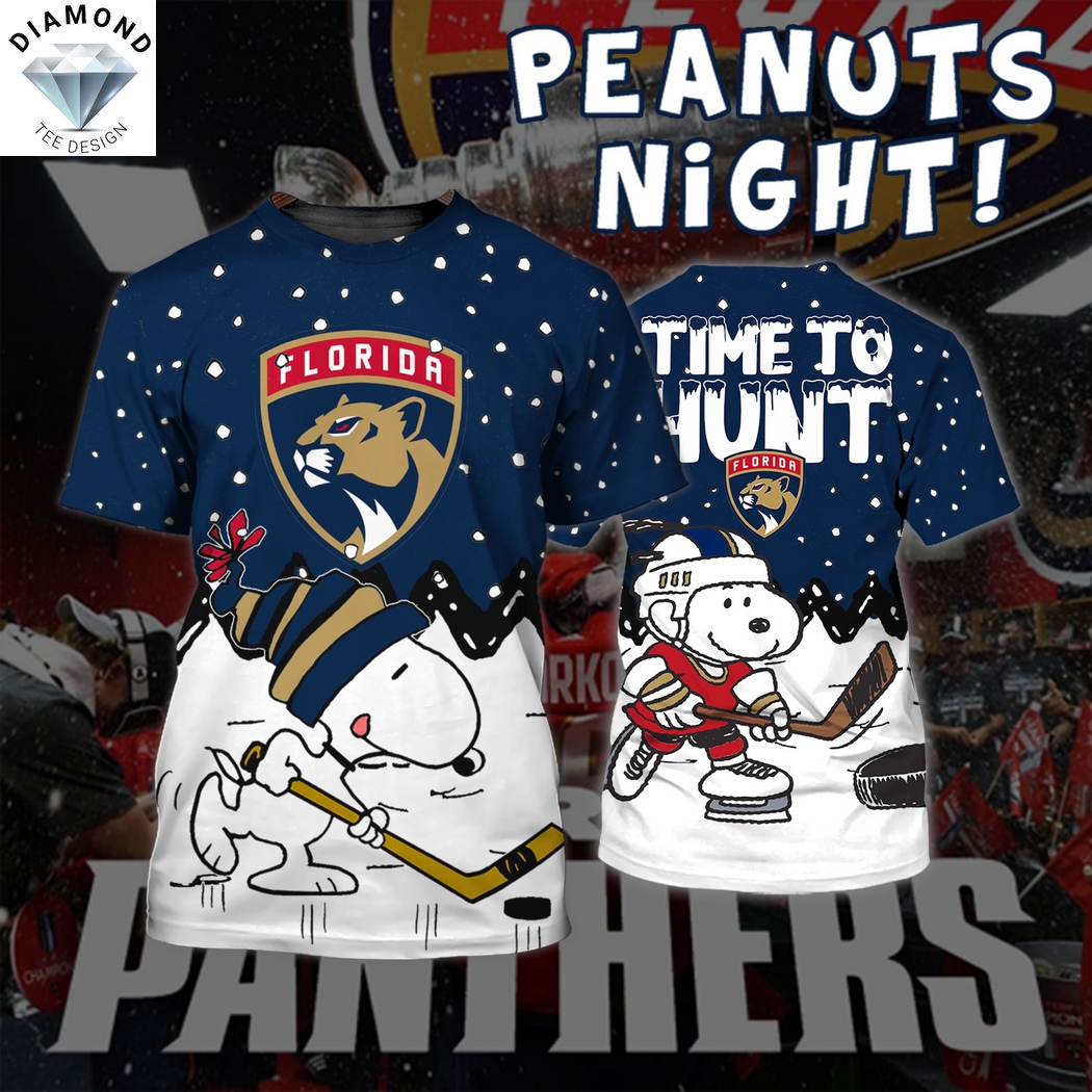Florida Panthers Peanuts Time To Hunt 3D T-Shirt Florida Panthers Peanuts Time To Hunt 3D T-Shirt