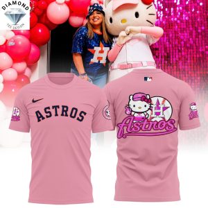Houston Astros Kitty Charm 3D T-Shirt – Pink