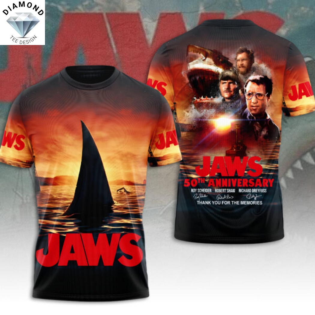 Jaws 50th Anniversary Signature Thank You For The Memories 3D T-Shirt Jaws 50th Anniversary Signature Thank You For The Memories 3D T-Shirt
