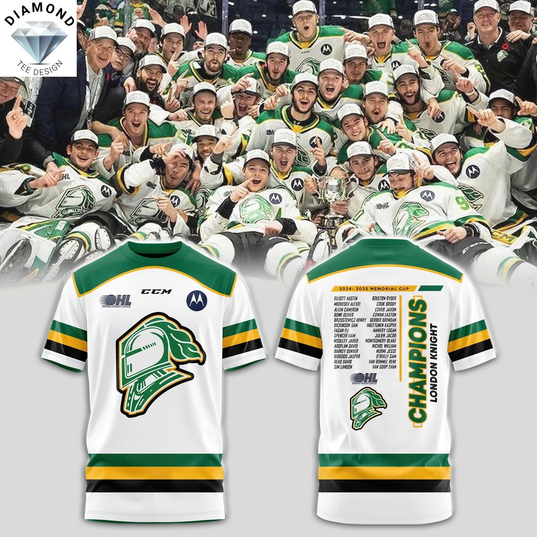 London Knight Champions Memorial Cup 2025 3D T-Shirt - White London Knight Champions Memorial Cup 2025 3D T-Shirt - White