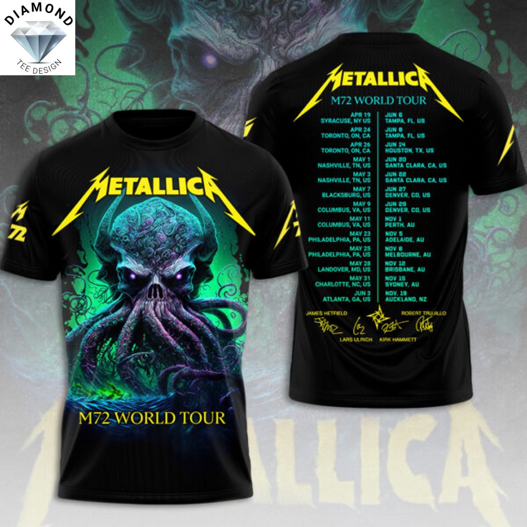 Metallica M72 World Tour Signature 3D T-Shirt Metallica M72 World Tour Signature 3D T-Shirt