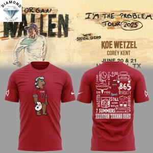 Morgan Wallen x Houston Texans Im The Problem Tour 2025 3D T-Shirt