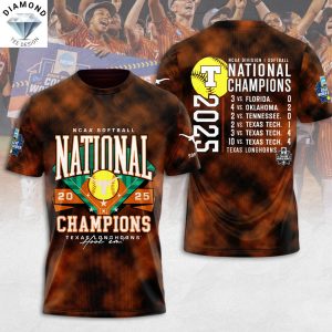 NCAA 2025 Women Softball College World Series Champions Texas Longhorns Hook Em 3D T-Shirt